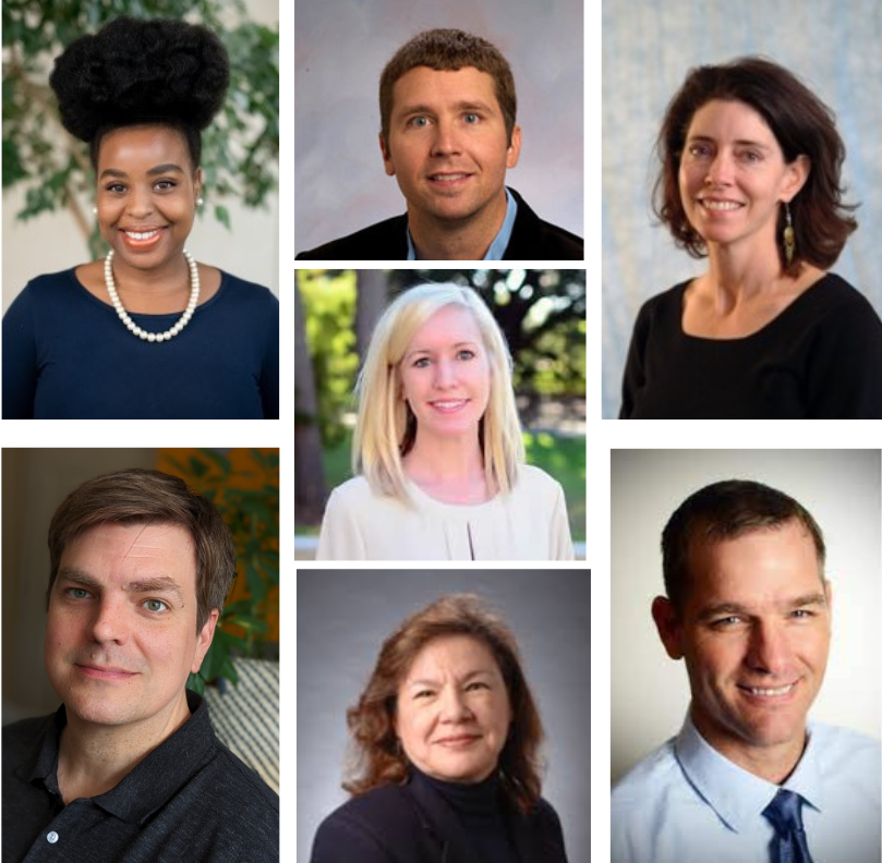 A collage of portraits of Stephanie Broyles, Catherine Champagne, Jason Collier, Chris Morrison, Amanda Staiano, Ursula White, David Hughes.