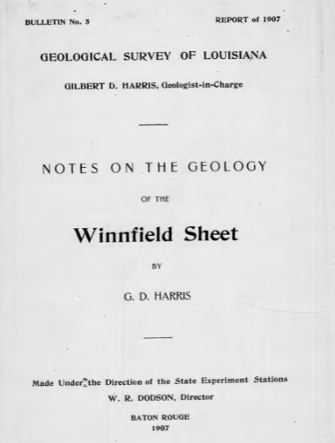 Bulletin 5 - Notes on the Geology of the Winnfield Sheet Bulletin 5 - Notes on the Geology of the Winnfield Sheet