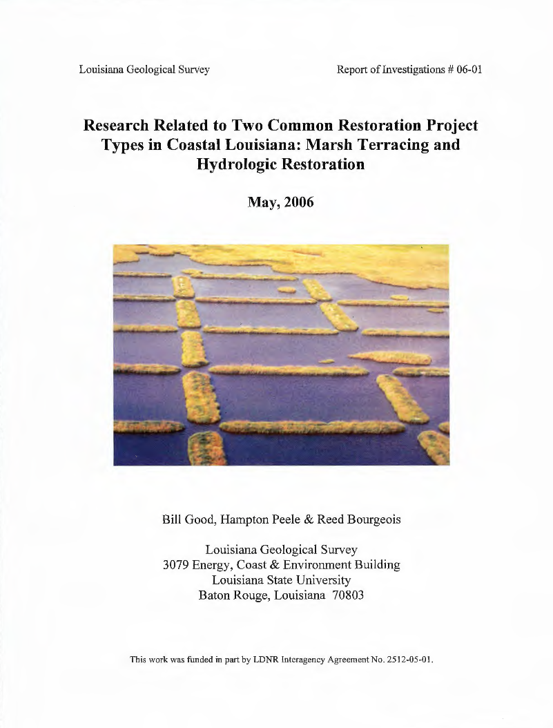 Research Related to Two Common Restoration Project Types in Coastal Louisiana: Marsh Terracing & Hydrologic Restoration