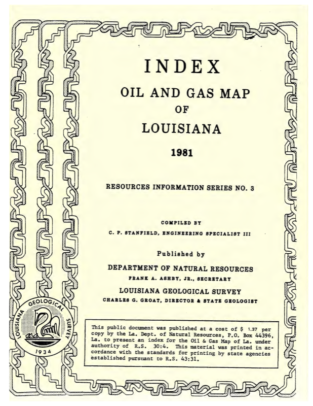Index Oil and Gas Map of Louisiana, 1981. Index Oil and Gas Map of Louisiana, 1981.