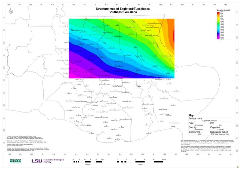 Eagleford-Tuscaloosa Structure Map