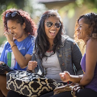 Students hang out on campus.