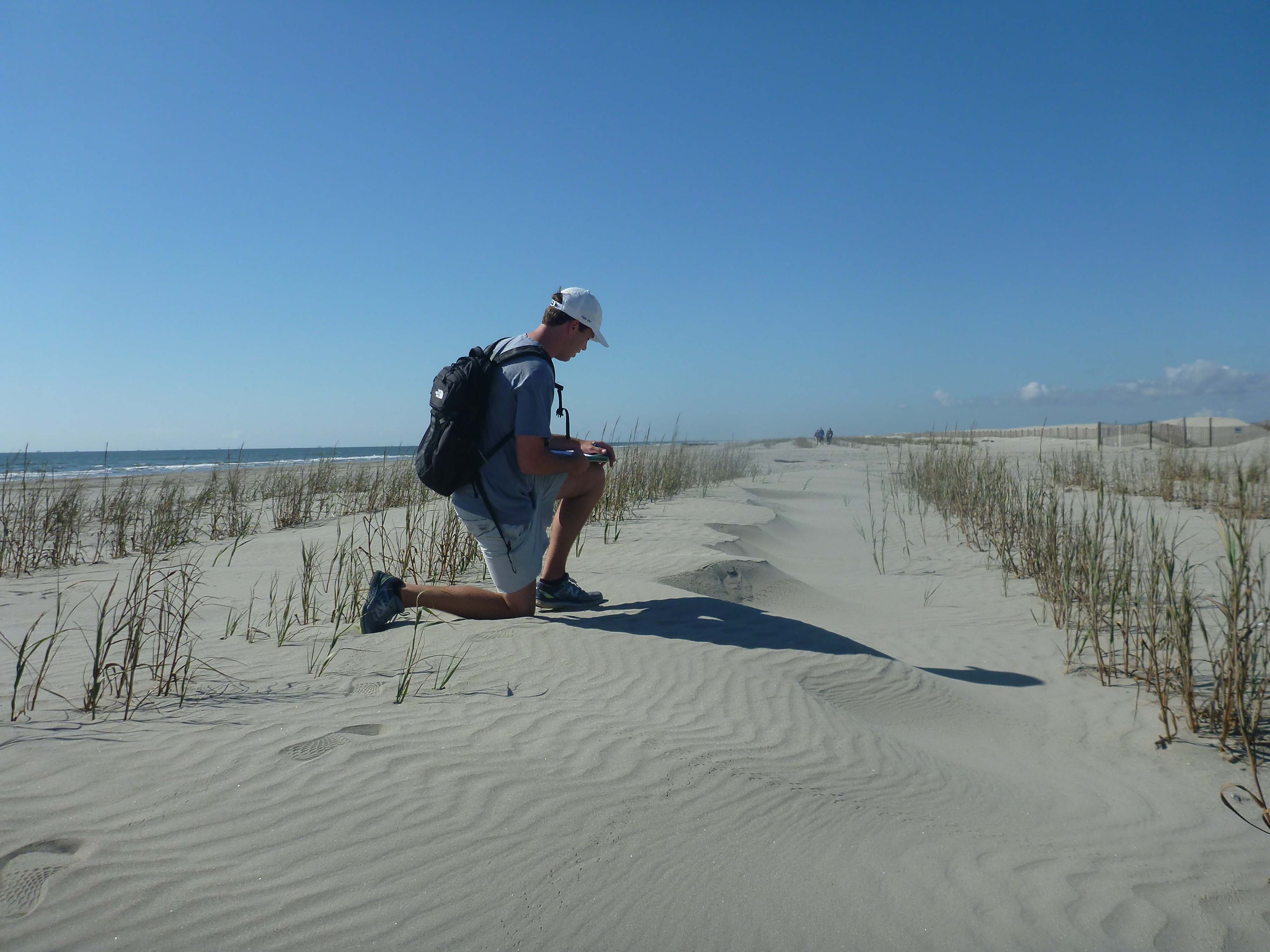 student on beach