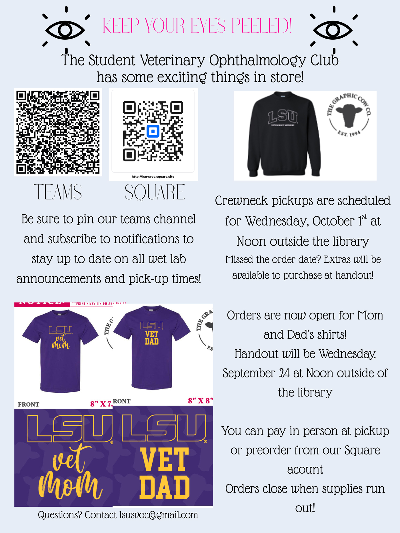 Ophthalmology Club t-shirts and crewneck flyer